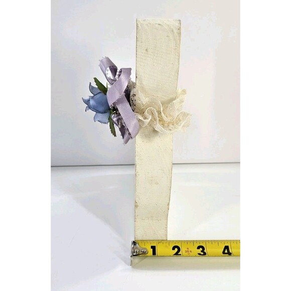 Vtg Wood Primitive Country Kitty Cat Floral Bow Farmhouse Shabby Chic Cottage - Picture 4 of 12